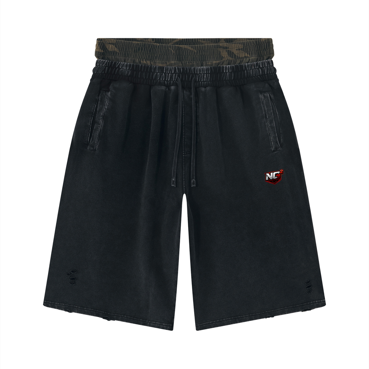 Unisex Vintage Wash Distressed Wide Leg Shorts