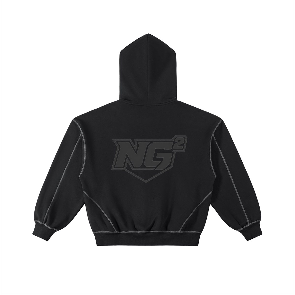 Contrast-Stitched Boxy Fleece Zip Hoodie